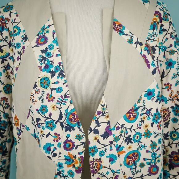 Elevenses Anthropologie Size 14 Patchwork Petal Floral Open Blazer Jacket - Picture 2 of 7
